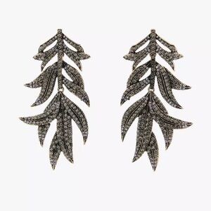 New! Zara Gold Leaf Rhinestone Earrings (3028) NWOT